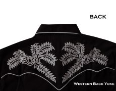 画像3: スカリー ブーツステッチ 刺繍 ウエスタン シャツ（長袖/ブラック・シルバーグレー）L（身幅63cm）/Scully Long Sleeve Boot Stitch Embroidered Western Shirt(Black) (3)