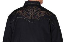 画像2: スカリー ウエスタン刺繍シャツ アローブーツステッチ（長袖/ブラック）大きいサイズ L（身幅約63cm）/Scully Long Sleeve Embroidered Western Shirt(Men's) (2)