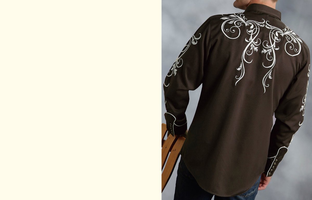 画像2: ローパー ウエスタン 刺繍 シャツ（長袖/ブラウン）/Roper Long Sleeve Embroidered Western Shirt(Brown) (2)
