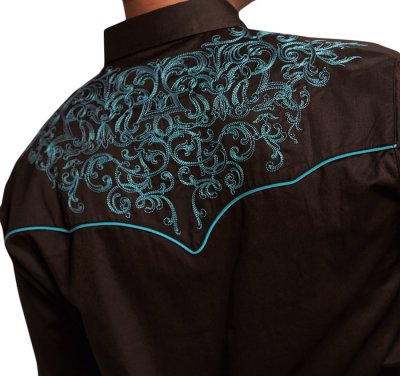 画像2: ローパー 刺繍 ウエスタン  シャツ（長袖/ブラウン・ターコイズ）大きいサイズ L（身幅約60cm）/Roper Long Sleeve Embroidered Western Shirt(Brown/Turquoise)