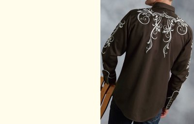 画像2: ローパー ウエスタン 刺繍 シャツ（長袖/ブラウン）/Roper Long Sleeve Embroidered Western Shirt(Brown)