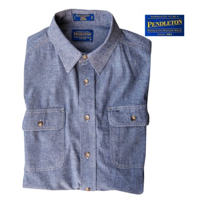 画像1: ペンドルトン シャンブレー シャツ ブルー（長袖）大きいサイズ L（身幅約65cm）/Pendleton Long Sleeve Chambray Shirt(Blue)