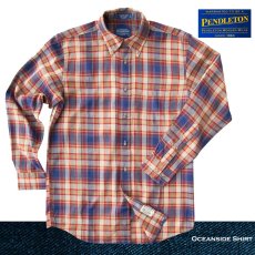 画像1: ペンドルトン オーシャンサイド シャツ ブルー・レッド・タン（長袖）S/Pendleton Long Sleeve Button-Down Shirt (1)