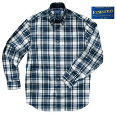 画像1: ペンドルトン オーシャンサイド シャツ ネイビー・タン（長袖）大きいサイズ L（身幅約60cm）XL（身幅約65cm）/Pendleton Long Sleeve Button-Down Shirt  (1)