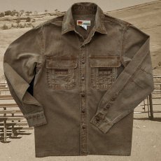 画像1: ウォッシュド コットンキャンバス フィールド シャツ モス・ブラウン XS/Kakadu Washed Field Shirt (1)