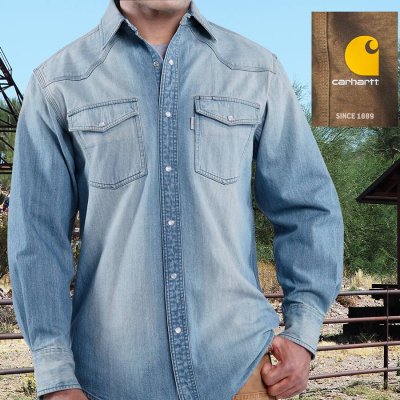 画像1: カーハート ウエスタン デニムシャツ（ウオッシュデニム）/Carhartt Western Shirt (Washed Denim)