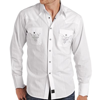画像1: パンハンドルスリム 刺繍 ウエスタン シャツ（ホワイト）S/Panhandle Slim Western Shirt