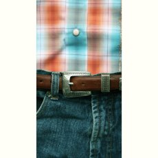 画像3: パンハンドルスリム ラフストック ウエスタンシャツ（ターコイズ・オレンジ/長袖）大きいサイズ M,L.XL,XXL/Rough Stock Long Sleeve Western Shirt by Panhandle Slim(Turquoise/Orange) (3)