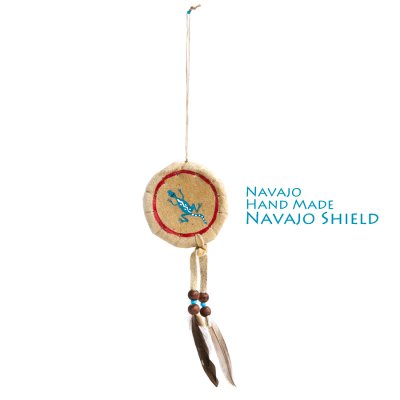 画像1: アメリカインディアン ナバホ族 鹿革製 ハンドメイド ナバホシールド リザード・トカゲ/Navajo Hand Made Navajo Shield Lizard