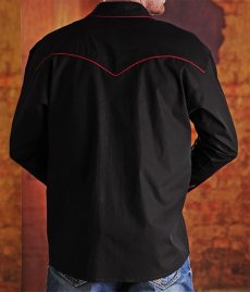 画像3: パンハンドルスリム 刺繍 ウエスタン シャツ（ブラック・レッド/長袖）/Panhandle Slim Long Sleeve Western Shirt(Black) (3)