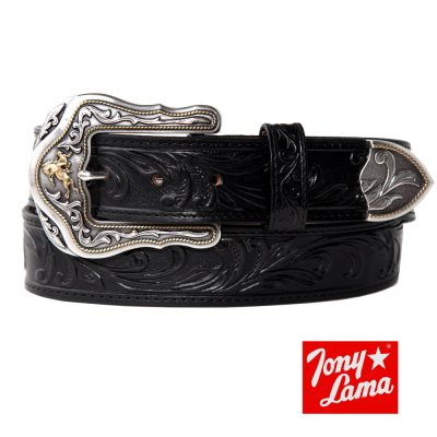 画像1: トニーラマ ウエスタン レザー ベルト（ブロンコライダー ブラック）/Tony Lama Western Leather Belt・1-1/2" WESTERLY RIDE BELT(Black)