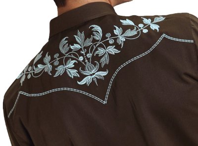 画像2: ローパー 刺繍 ウエスタン シャツ（長袖/ブラウン・ライトブルー）大きいサイズ L（身幅約60cm)/Roper Long Sleeve Embroidered Western Shirt(Brown/Light Blue)