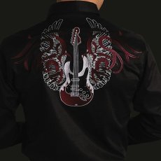 画像1: ギター 刺繍 ウエスタンシャツ ブラック（長袖）/Roper Old West Embroidered Guitar Shirt(Black) (1)