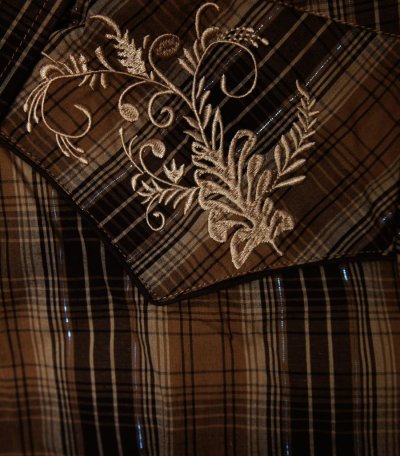 画像2: ローパー 刺繍&メタリック ウエスタンシャツ（長袖/ブラウン・ターコイズ）大きいサイズ XL（身幅約64cm）/Roper Long Sleeve Embroidered Western Shirt(Brown)