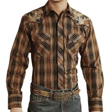 画像2: ローパー 刺繍&メタリック ウエスタンシャツ（長袖/ブラウン・ターコイズ）大きいサイズ XL（身幅約64cm）/Roper Long Sleeve Embroidered Western Shirt(Brown) (2)