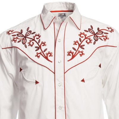 画像2: パンハンドルスリム ウエスタン 刺繍 シャツ（ホワイト・レッド/長袖）大きいサイズ L（身幅約61cm）/Panhandle Slim Long Sleeve Western Shirt(White/Red)