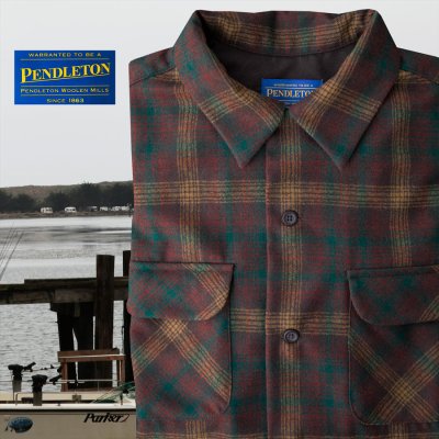 画像1: ペンドルトン ピュアー ヴァ－ジン ウール フィッテッド ボードシャツ（ブラウン・ラスト・ブロンズプラッド）XS/Pendleton Fitted Board Shirt(Brown/Rust/Bronze Plaid)