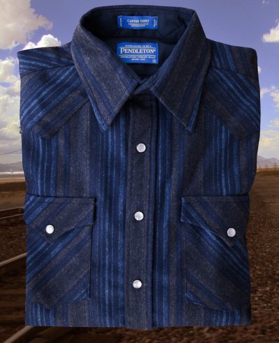 画像1: ペンドルトン ウエスタンシャツ フィッテッド（ブルー・ブラウン）/Pendleton Fitted Western Shirt(Blue/Brown)