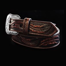 画像3: アリアット リーフ&フラワー・スクロール ウエスタン レザーベルト（ブラウン）/Ariat Embossed Leaf Design Western Leather Belt(Brown) (3)