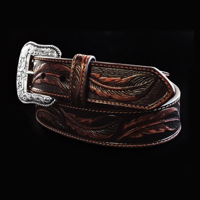 画像3: アリアット リーフ&フラワー・スクロール ウエスタン レザーベルト（ブラウン）/Ariat Embossed Leaf Design Western Leather Belt(Brown)