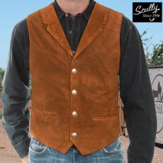 画像4: スカリー バッファロースナップ フロント&バックヨーク ウエスタン レザー ベスト（ブラウン）/Scully Snap Front Western Leather Vest(Brown) (4)