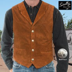 画像1: スカリー バッファロースナップ フロント&バックヨーク ウエスタン レザー ベスト（ブラウン）/Scully Snap Front Western Leather Vest(Brown) (1)