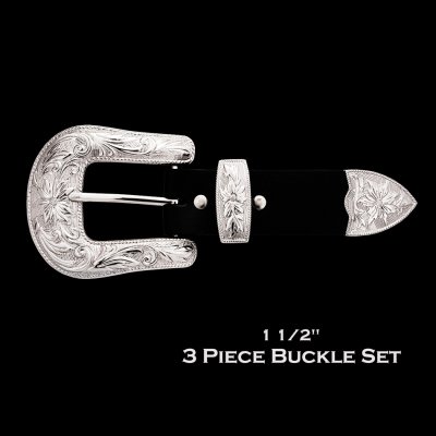 画像1: ウエスタン 3ピース スリーピース ベルト バックル セット（シルバー）/1 1/2" 3Piece Buckle Set