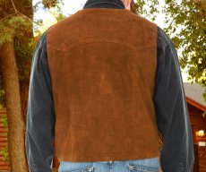 画像3: スカリー バッファロースナップ フロント&バックヨーク ウエスタン レザー ベスト（ブラウン）/Scully Snap Front Western Leather Vest(Brown) (3)
