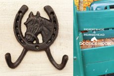 画像2: ウエスタン アイアン ダブルフック ホースヘッド&ホースシュー/Iron Horsehead&Horseshoe Double Hook (2)