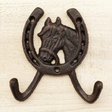 画像1: ウエスタン アイアン ダブルフック ホースヘッド&ホースシュー/Iron Horsehead&Horseshoe Double Hook (1)