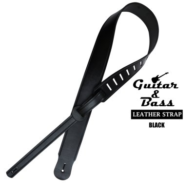 画像1: ギター ベース レザー ストラップ アメリカ 輸入品（ブラック）/Guitar&Bass Leather Strap(Black)