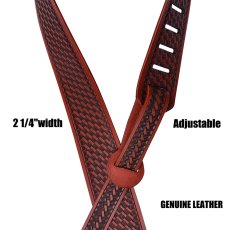 画像2: ギター ストラップ ベース ストラップ レザー製 アメリカ輸入品（バスケットウィーヴ・ブラウン）/Guitar&Bass Leather Strap(Basketweave/Brown) (2)