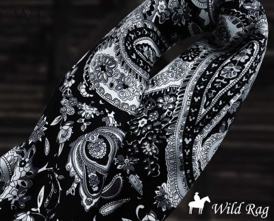 画像2: カウボーイ スカーフ ワイルドラグ ペイズリー ブラック（21"x21"）/100% Silk Wild Rags(Paisley/Black)