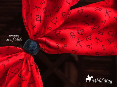 画像1: カウボーイ 大判スカーフ ワイルドラグ ブランド・焼印 レッド・ブラック/100% Silk Wild Rags Brands(Red)