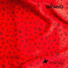 画像3: カウボーイ 大判スカーフ ワイルドラグ ブランド・焼印 レッド・ブラック/100% Silk Wild Rags Brands(Red) (3)
