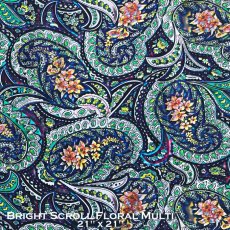 画像1: カウボーイ スカーフ ワイルドラグ スクロールフローラルマルチ（21"x21"）/100% Silk Wild Rags(Bright Scroll Floral Multi) (1)