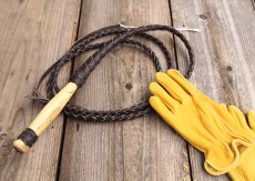 画像2: 鞭 レザー製 ウィップ ウエスタン 牧場用むち ムチ（ブラウン）6フィート・8フィート/Genuine leather Bull Whip (2)