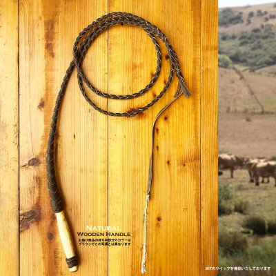 画像3: レザー製 ウィップ ウエスタン 牧場用 鞭 むち ムチ（ブラウンレザー・ブラウンハンドル）6フィート・8フィート/Genuine leather Bull Whip