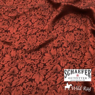 画像1: シェーファー アウトフィッター ウエスタン フロンティア ジャガード ワイルドラグ（カウボーイ大判スカーフ）バーガンディー/Schaefer Outfitter 100% Silk Frontier Jacquard Wild Rags(Burgundy)