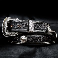 画像5: ノコナ ウエスタンスターコンチョ フローラル レザーベルト（ブラウン）/Nocona Western Belt(Brown) (5)