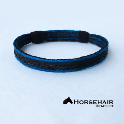 画像1: ホースヘアー 馬毛 ウエスタン ブレスレット（ブラック・ターコイズ）/Horse Hair Bracelet