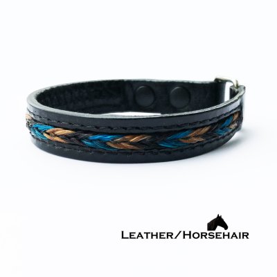 画像1: ホースヘアー＆レザー ウエスタン ブレスレット（ブラック）/Leather Bracelet(Black)