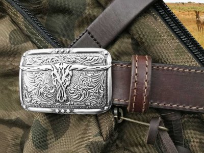 画像2: クラムライン ロングホーン スカル ウエスタン ベルト バックル /Crumrine Belt Buckle Longhorn Skull