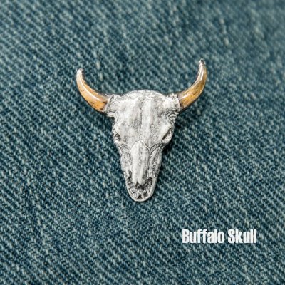画像1: バッファロー スカル ウエスタン ピンバッジ ピンズ/Pin Buffalo Skull