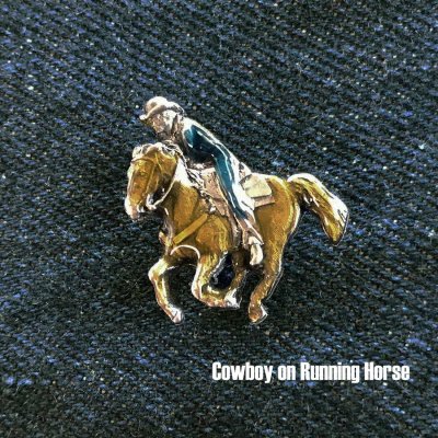 画像1: ウエスタン ハットピン ピンバッジ アメリカン カウボーイ ランニング ホース/Pin Cowboy on Running Horse