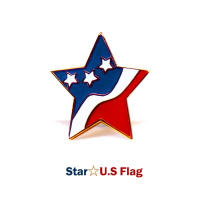 画像1: ピンバッジ スター・アメリカ国旗/Pin 