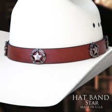 画像1: スターコンチョ レザー ハット バンド（ブラウン）/Leather Hat Band(Star Concho Brown) (1)