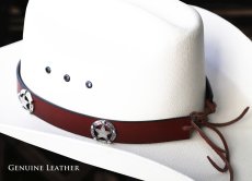 画像2: スターコンチョ レザー ハット バンド（ブラウン）/Leather Hat Band(Star Concho Brown) (2)