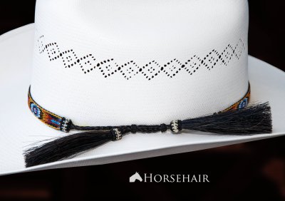 画像2: ホースヘアー タペストリー ウエスタン ハット バンド（ブラック・オレンジ・ターコイズ）/Genuine Horse Hair Tapestry Hat Band