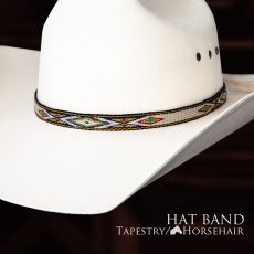 画像1: ホースヘアー タペストリー ウエスタン ハット バンド（ナチュラル・ターコイズ・レッド）/Genuine Horse Hair Tapestry Hat Band (1)
